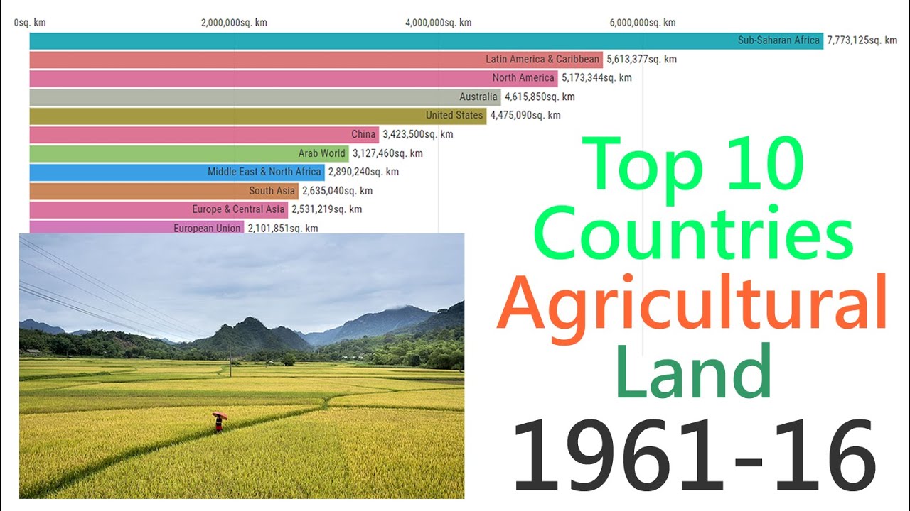 Top 20 Countries With Most Agricultural Land (1961-2016)