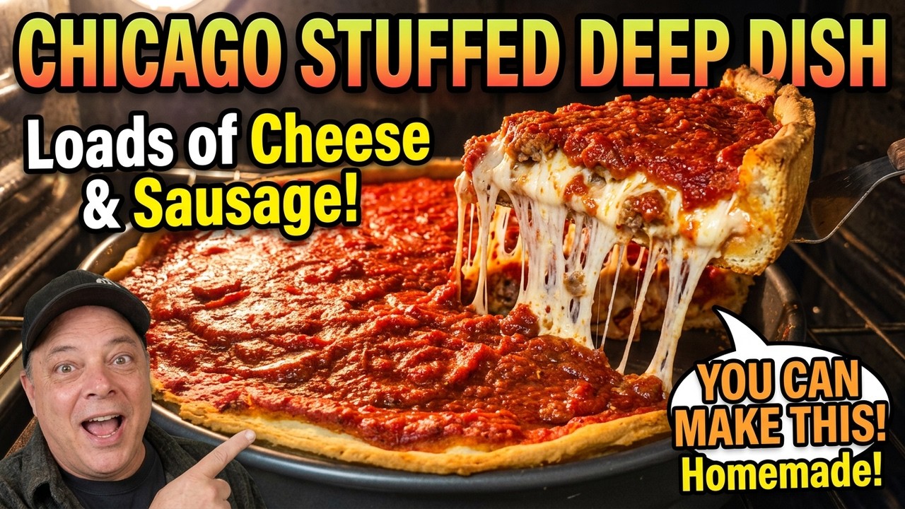 Chicago Style Stuffed Deep Dish Pizza | Homemade!
