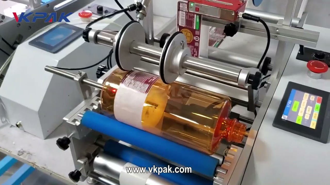 Pet Bottle Label Applicator, Semi Automatic Round Bottle Labeller Machine