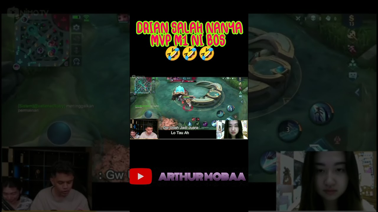 JUARA KOK SUSAH AMAT • MVP M1 MAH BEBAS #shorts #mobilelegends #oura #drian #ekoju #onicdrian