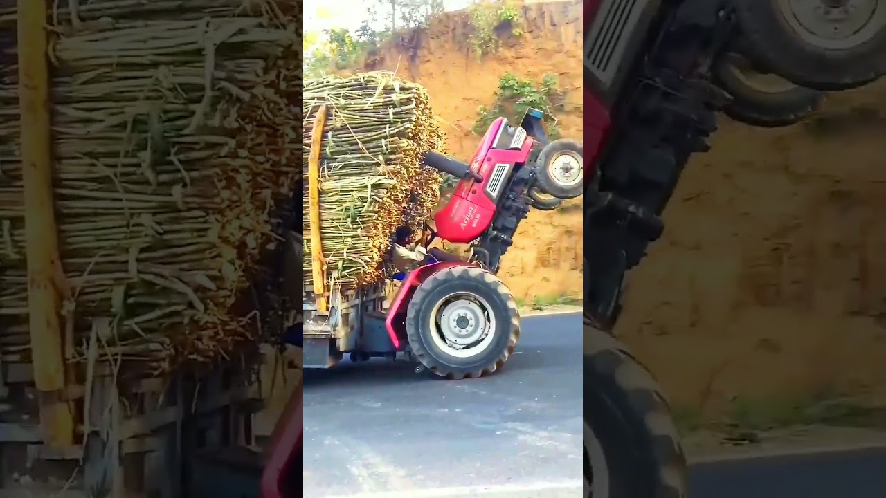 😱😨| खतरनाक ड्राइविंग | Sugarcane tractor load #shorts #tractor #stunt