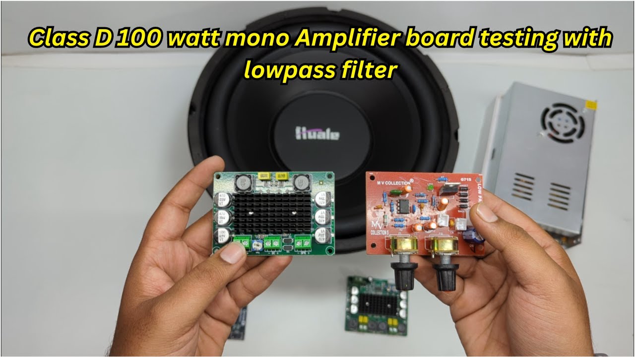 100 watt Class D Mono Amplifier Board testing with Low pass filter  and  12 inch subwoofer #classd