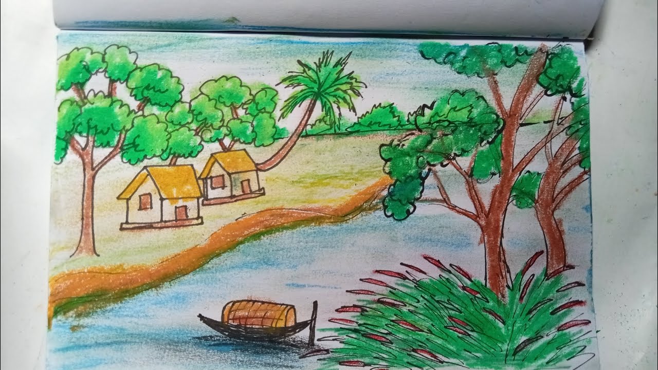 Easy Oil Pastel Scenery Art Tutorials//step by step//Nature lovers// easy oil painting....