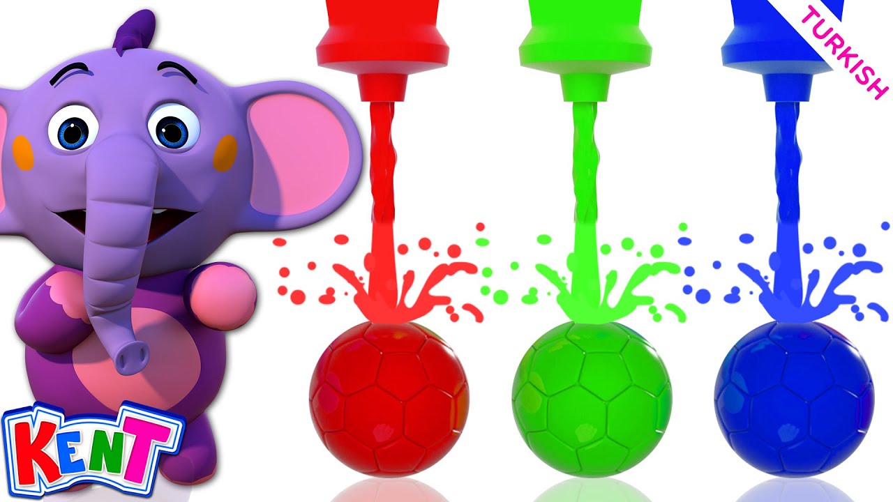 Çizgi Film | Learn Colors With Soccer Balls | Kent The Elephant Turkish