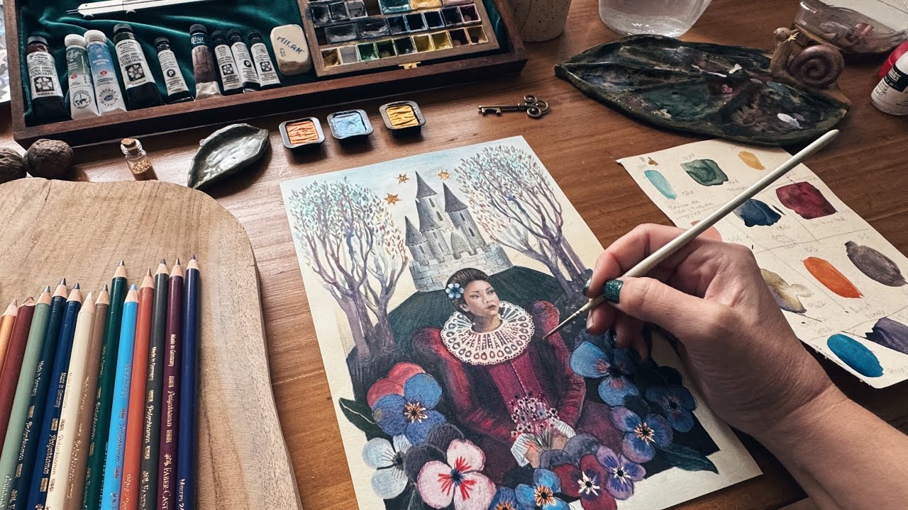 Botanical and Medieval illustration|| Watercolor