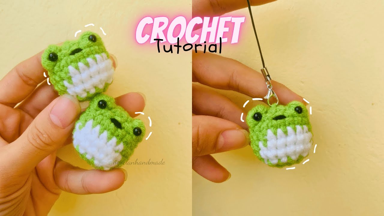 [English Sub] (NO SEW) How to crochet a tiny frog | Hướng dẫn móc ếch nhỏ làm móc khóa (không ráp)