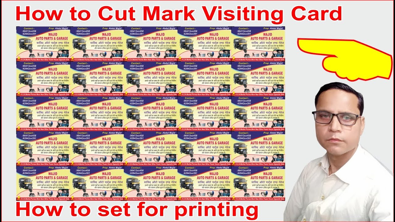 how to cut mark visiting card in coreldraw/ visiting card main cutting mark kaise lagaye