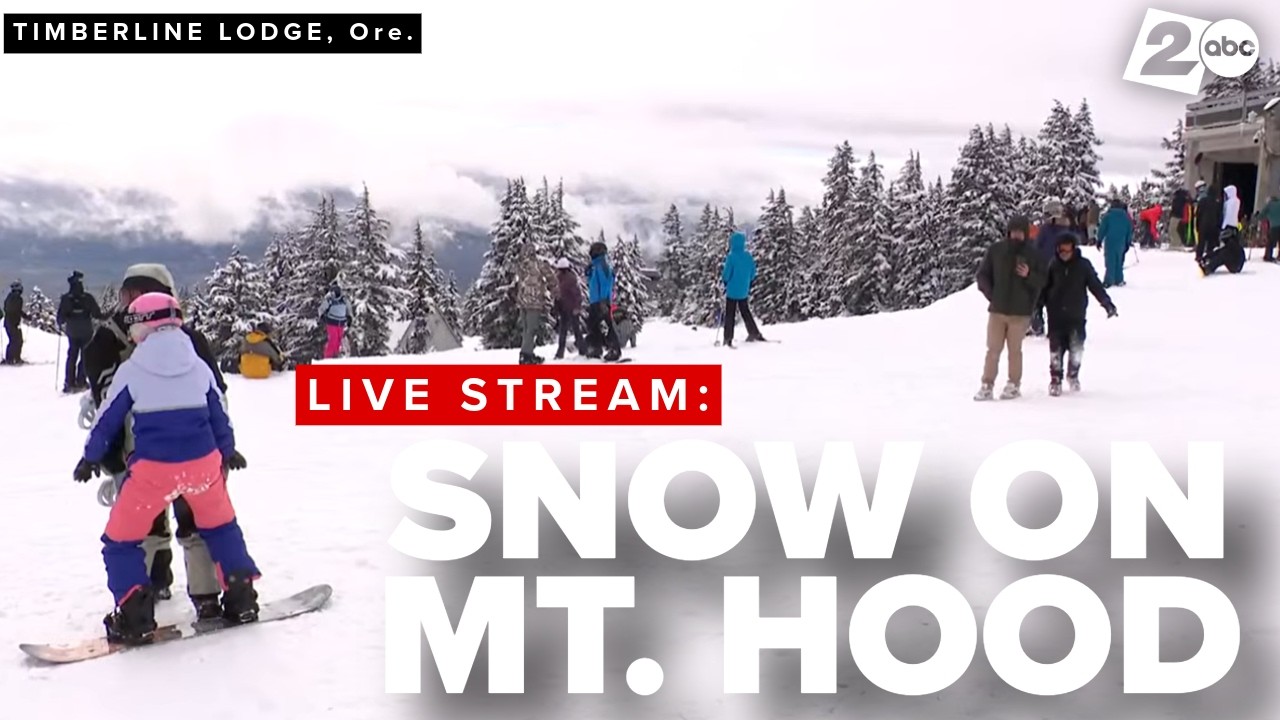 Much-needed snow at Mt. Hood - live view of skiers and snowboarders at Timberline Lodge