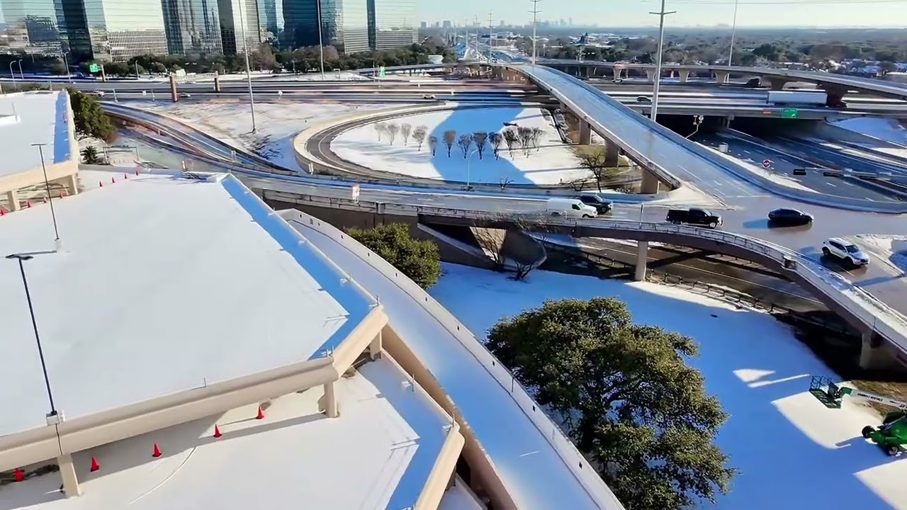 FlyerCam GoPro version over Galleria Dallas ice and snow Jan 2026