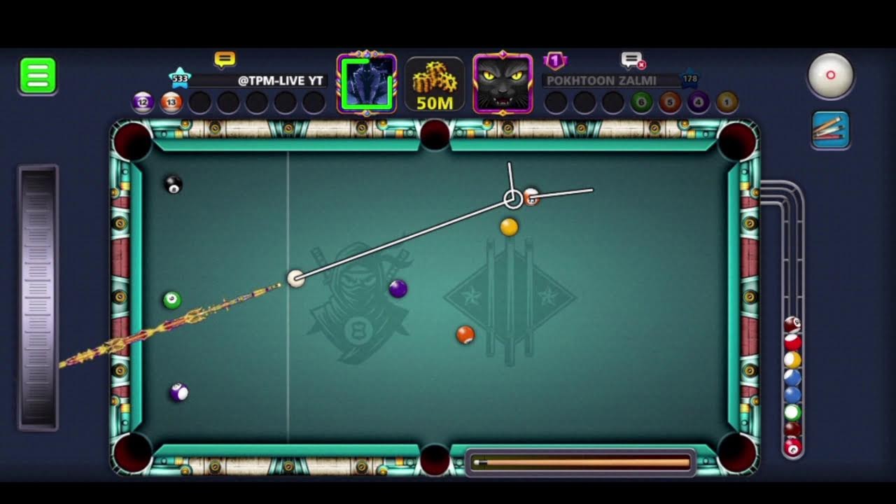 8 ball  pool trickshot on the best account