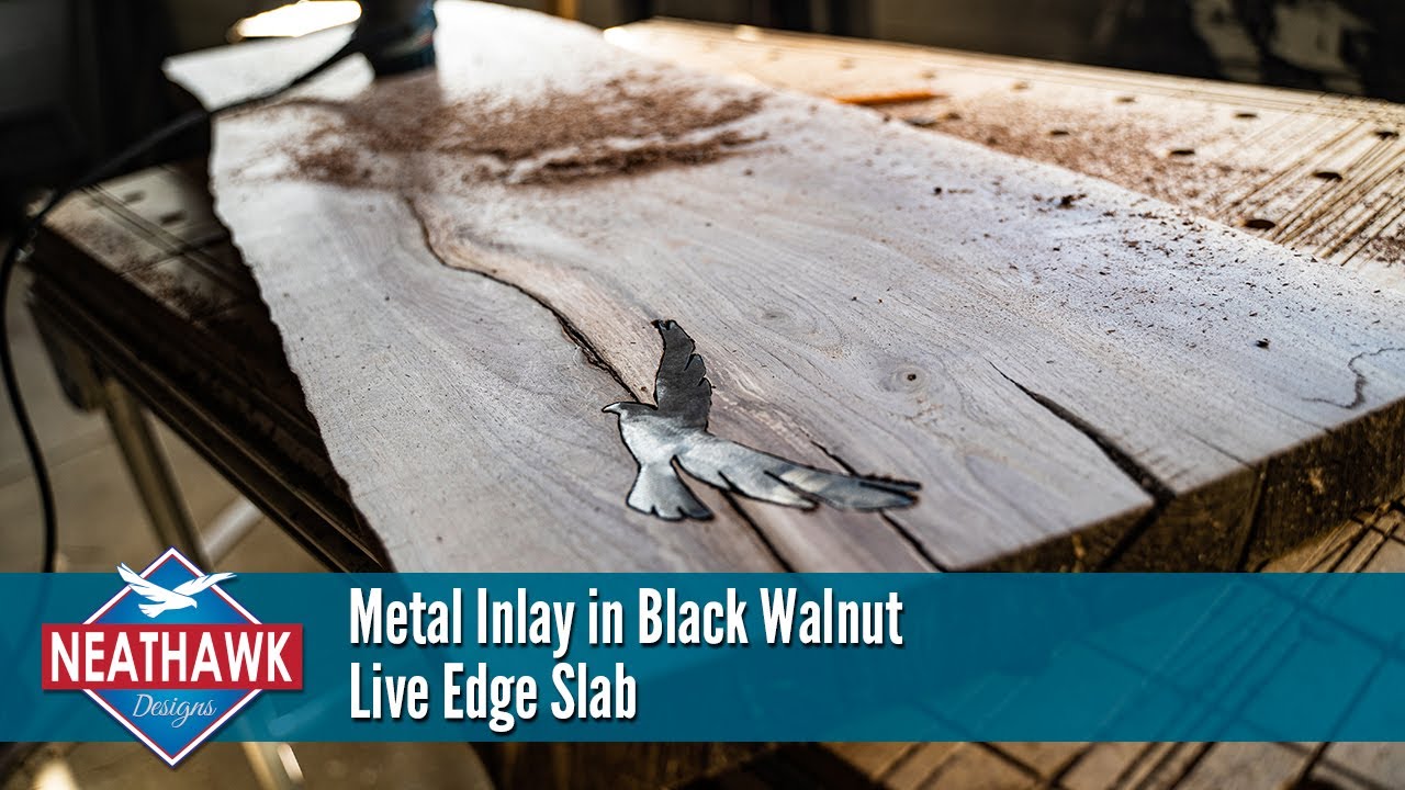 Live Edge Table with Metal Inlay