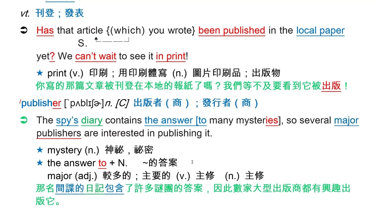 publish [`pʌblɪʃ] vt. 出版；發行