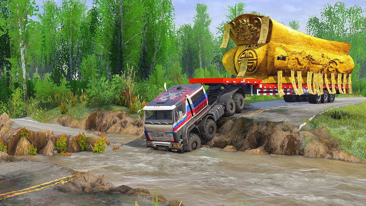 The Truck&rsquo;s Skillful Escape on the River Route - Spintires Mudrunner 2018