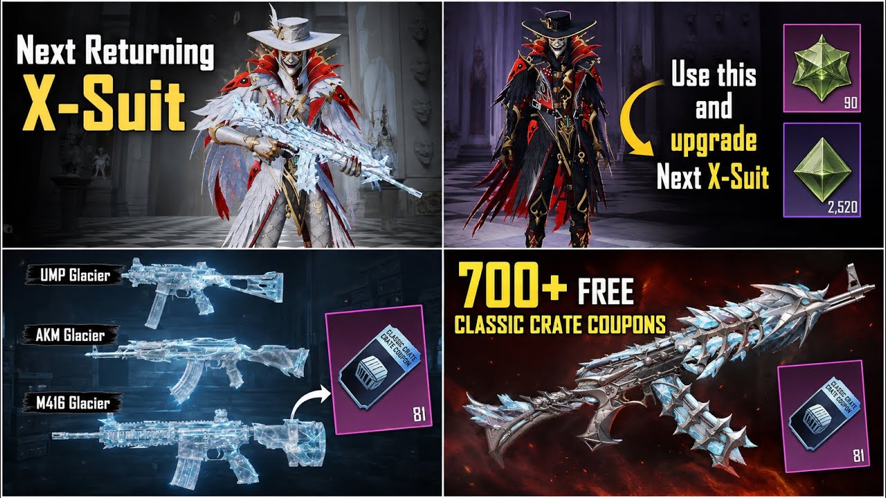 M416 Glacier & AKM Glacier Wapas Aa Rahi Hai ?😱In Classic Crate + Arcane Jester X-Suit Return | BGMI