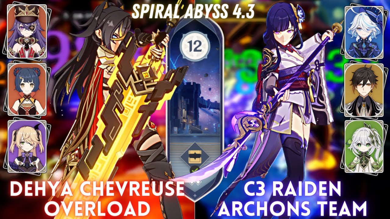 C1 Dehya Chevreuse Overload & C3 Raiden Archons | Spiral Abyss 4.3 Floor 12 - 9⭐