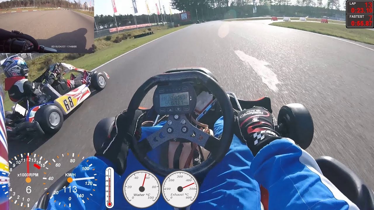 CRG Road Rebel KZ2 Karting @ Genk Onboard with DATA OVERLAY and DUALCAM 07-04-2018