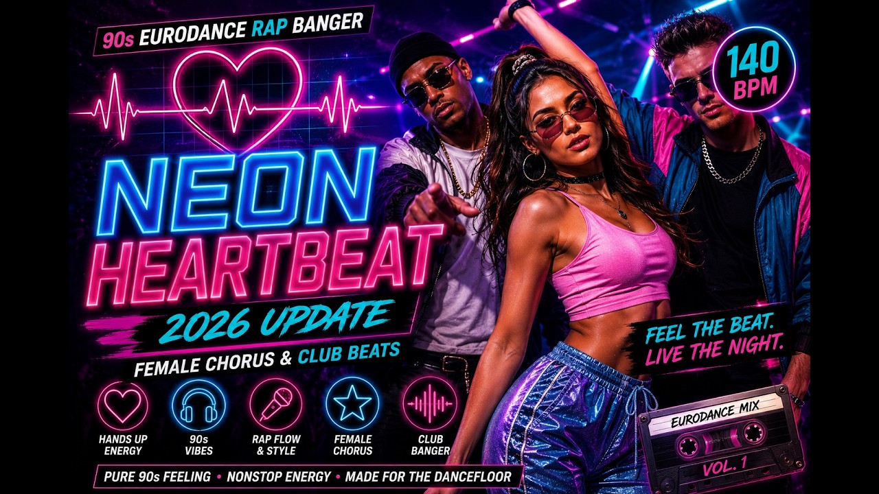 Neon Heartbeat – 90s Eurodance Rap Banger (2026 Update) | Female Chorus & Club Beats