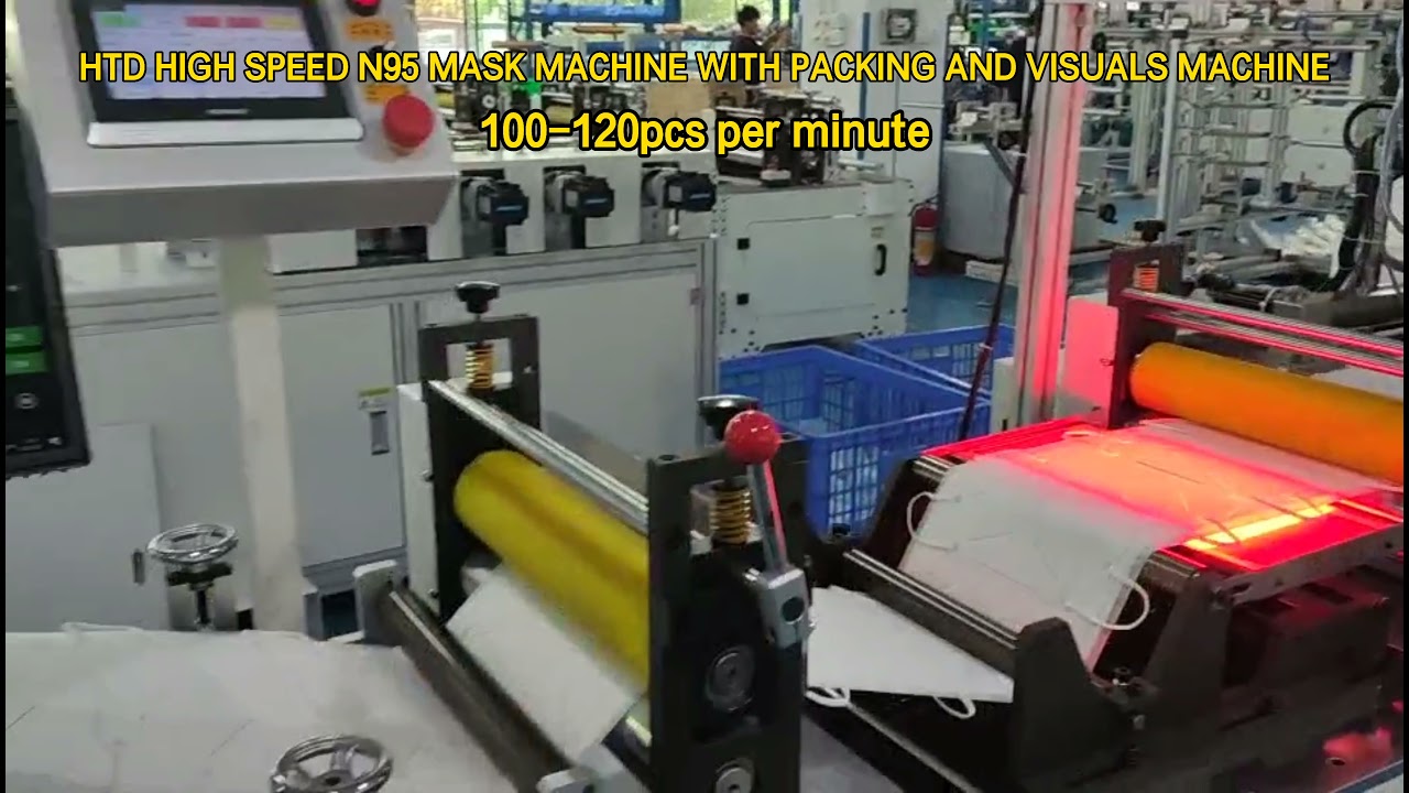 Full Auto High Speed N95 Mask Machine Production Line With Visual System And Linked Packing Machine
