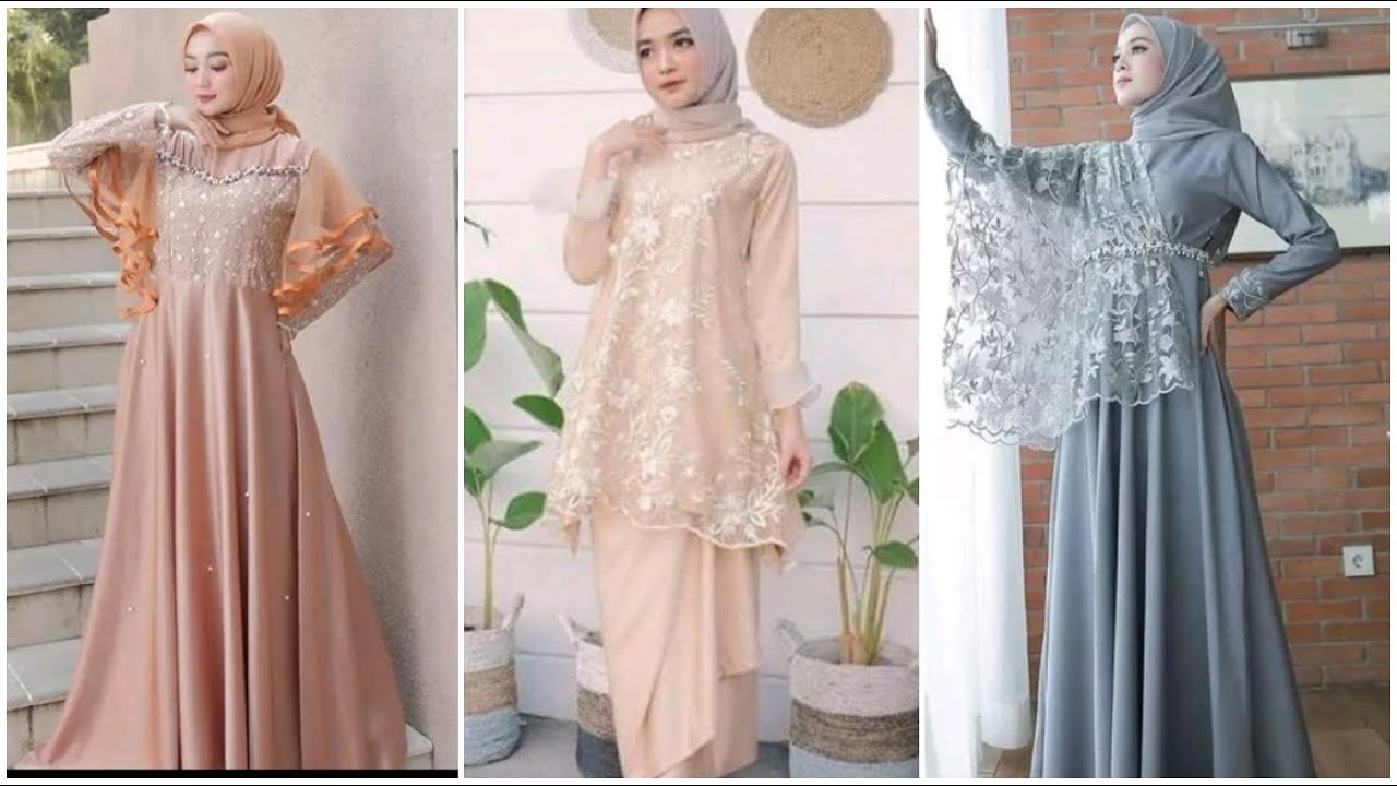 Inspirasi baju gamis brokat kombinasi polos/gamis brokat kombinasi satin