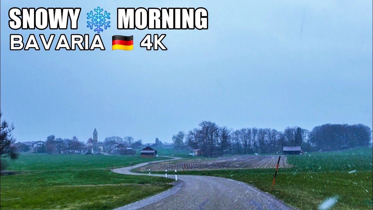 DRIVING in LIGHT SNOW ❄️ Grey Winter Morning in Bavaria | Bad Aibling to Osterm&uuml;nchen (4K ASMR)