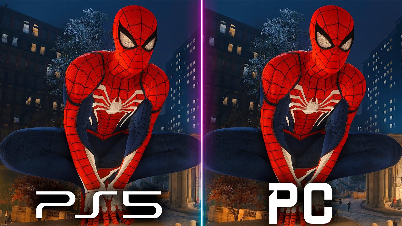 НАГЛЯДНОЕ СРАВНЕНИЕ SPIDER-MAN REMASTERED на ПК и PS5