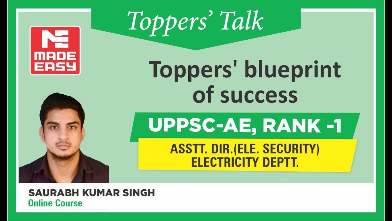 UPPSC-AE Topper| Saurabh K Singh | Rank-1 | EE | Electricity Deptt.|Toppers' Talk| MADE EASY Student