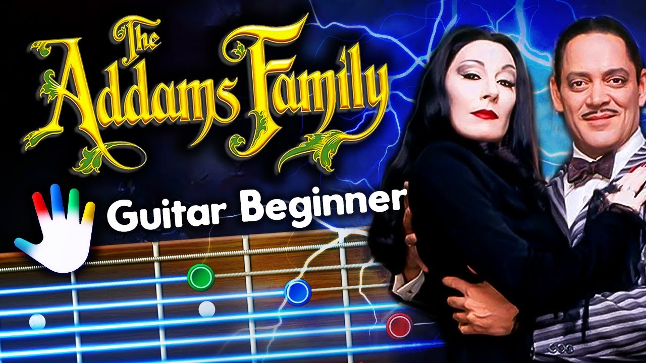 The Addams Family Guitar Lessons for Beginners Vic Mizzy Tutorial | Easy Chords + Backing Track