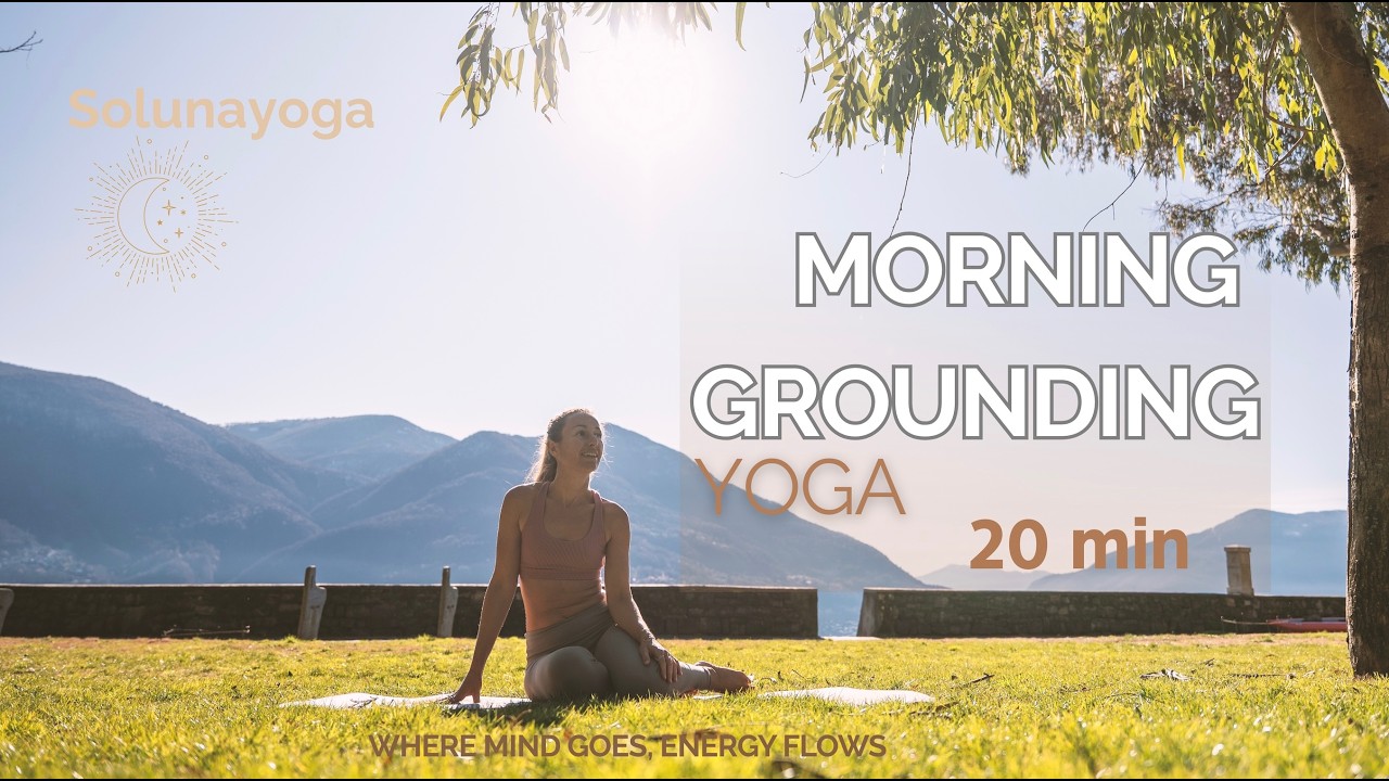 20 Min Morning Grounding Yoga 🌿 Gentle Flow by the Lake | Soluna Yoga by Lucie