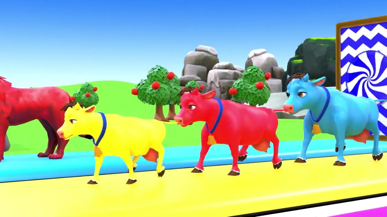 Long Slide Game With Cow Elephant Gorilla Hippopotamus Tiger 3d Animal Game Funny 3d Animals