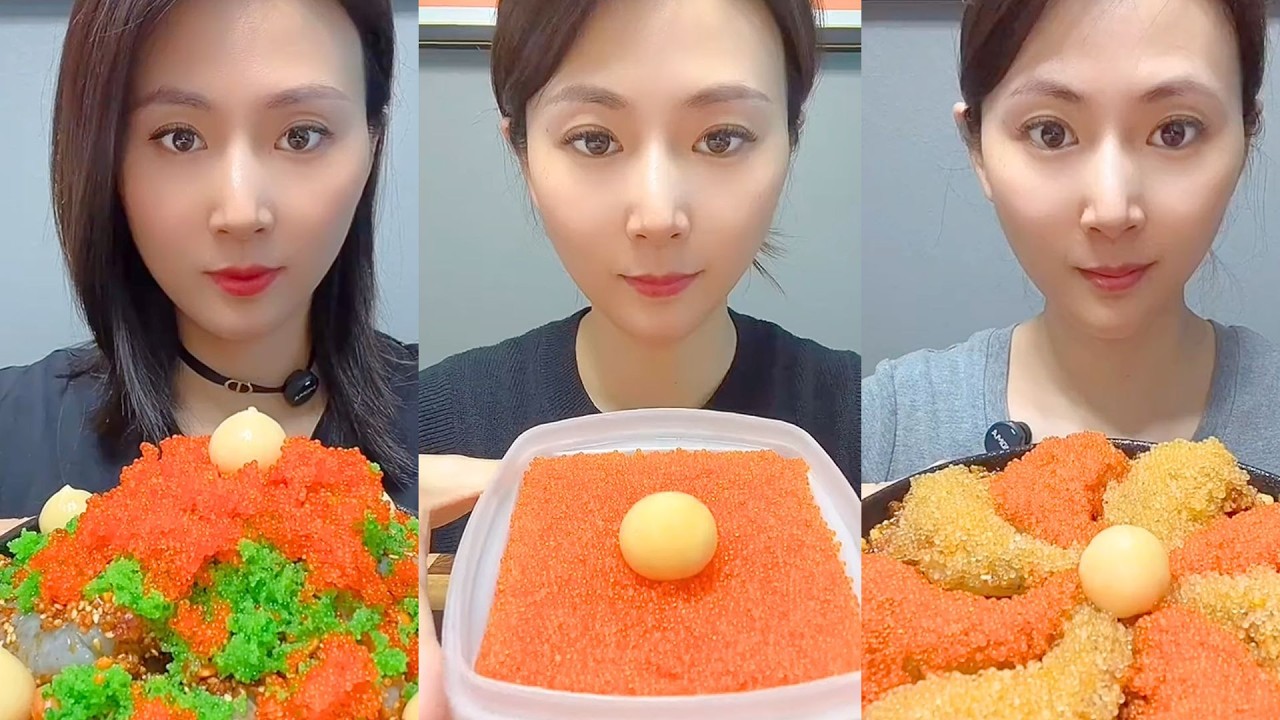 Chinese Colorful Fish Roe & Spicy Seafood ASMR | Crunchy Eating Sounds #127
