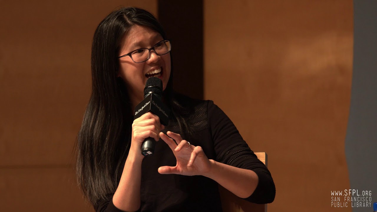 Lisa Chow, Nellie Bowles and Erin Griffith at the San Francisco Public Library