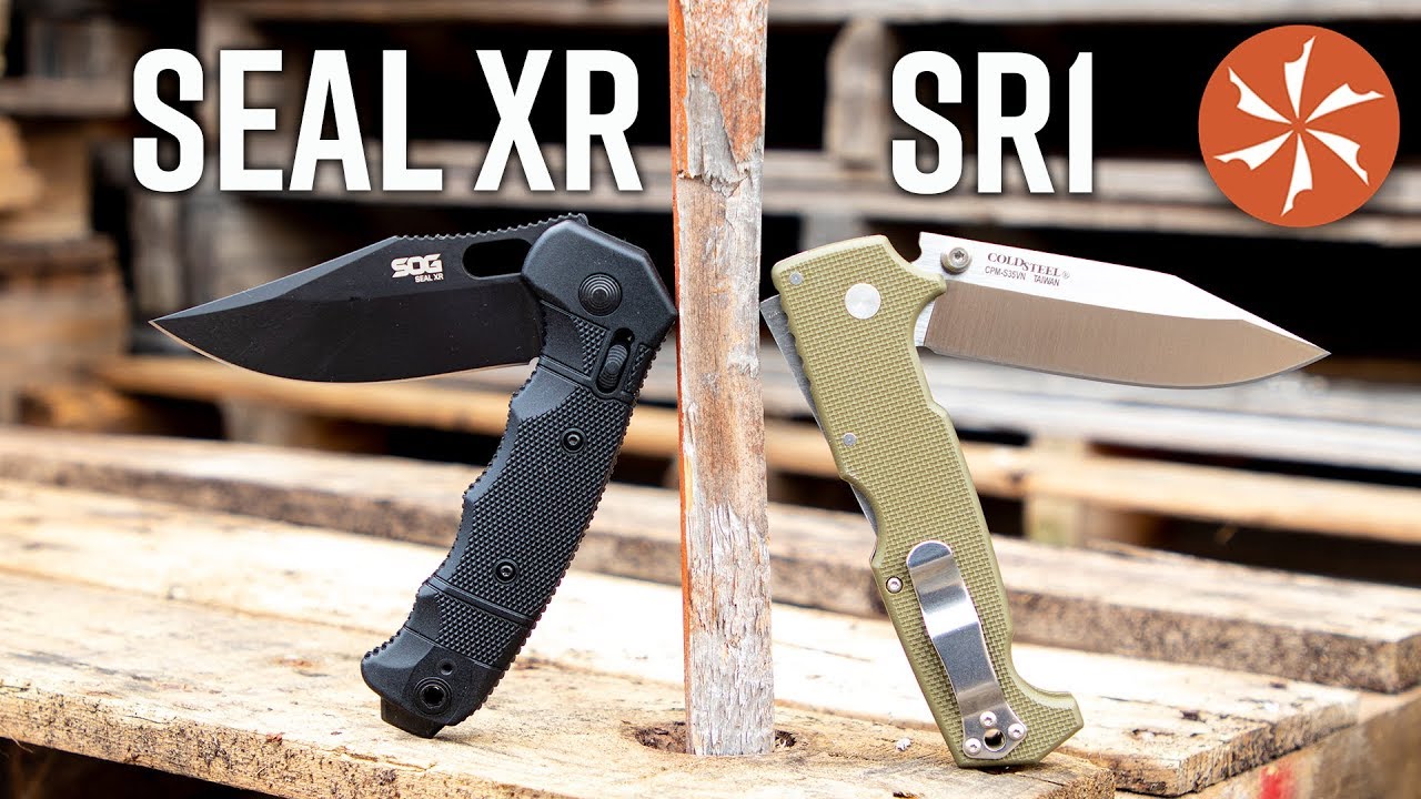 Cold Steel SR1 Vs. SOG SEAL XR - Tactical Folder Throwdown at KnifeCenter.com
