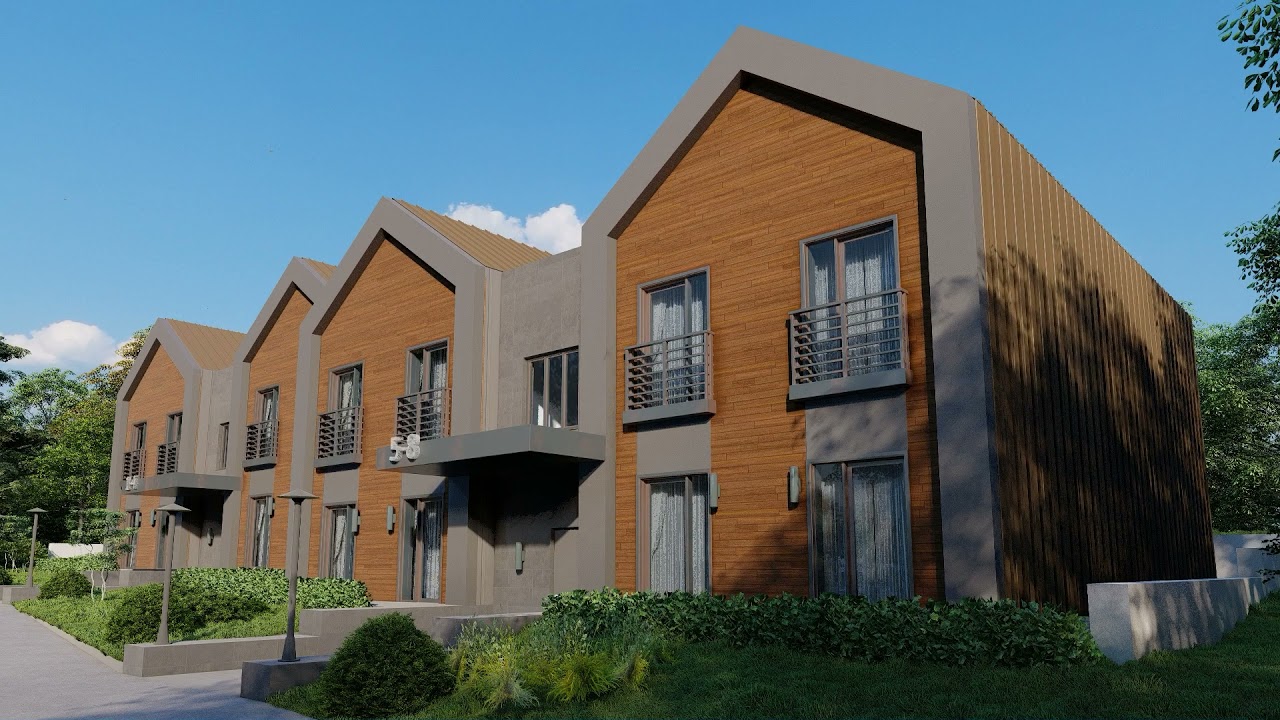 Barn house block. animation