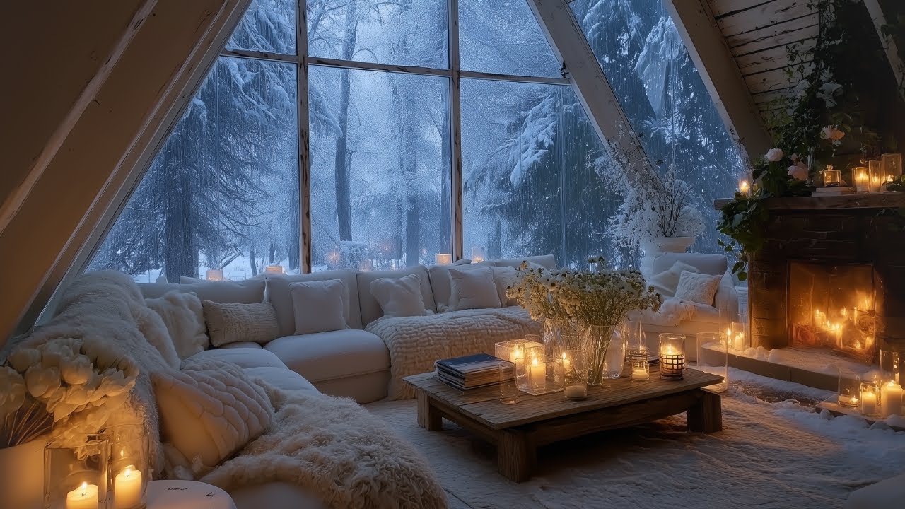 🎹Cozy Winter Piano ❄️ | Fireplace & Gentle Snowfall | 2 Hours Relaxing Focus Ambience