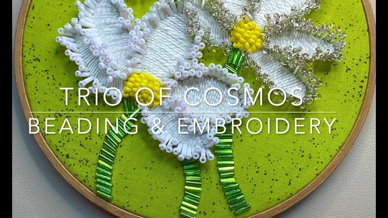 Trio of Cosmos Beading and  Embroidery