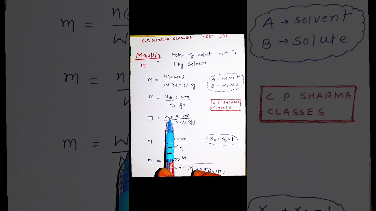 Molality Mole concept all formulas and concepts revision for Neet  #neetchemistryrevision #neet2025