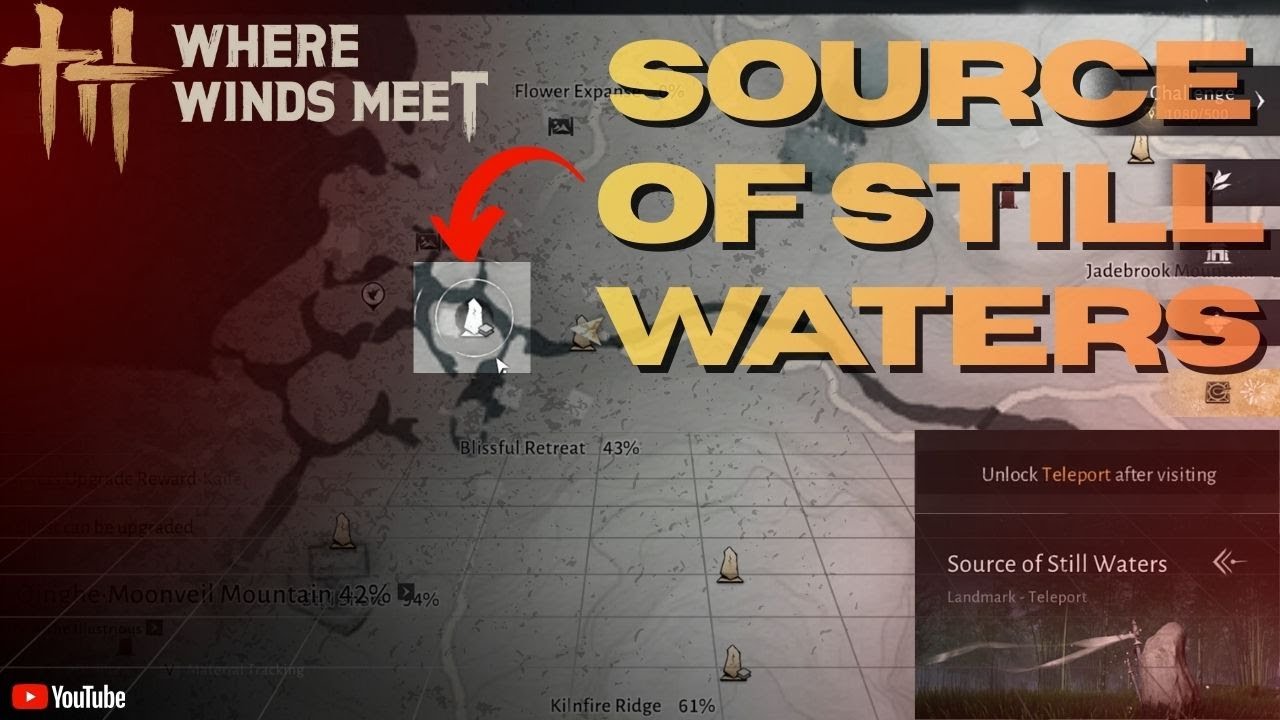 How To Active Source Of Still Waters, Teleport Landmark 📍|  Where Winds Meet 🥷 #sourceofstillwaters