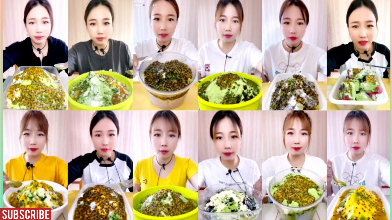 ASMR QIAN ICE EATING WITH MATCHA, MILK POWDER & PASSION FRUIT #85