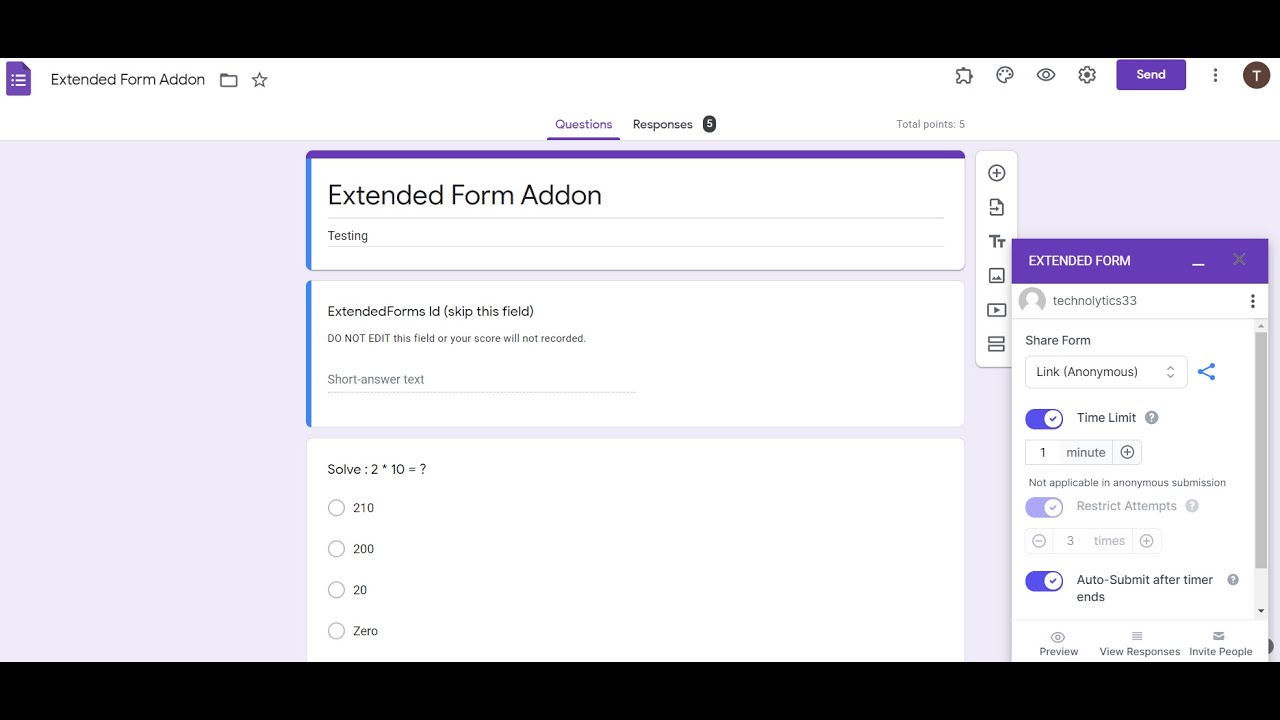Extended Form Addon for Conducting Online Exams Smoothly