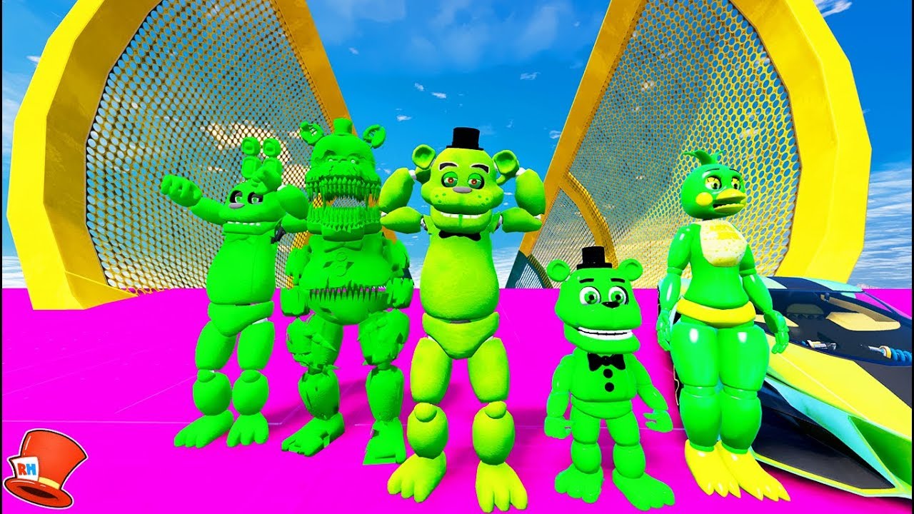 SLIME ANIMATRONICS STUNT ON BIGGEST 999,999 FOOT RAMPS! (GTA 5 Mods FNAF RedHatter)