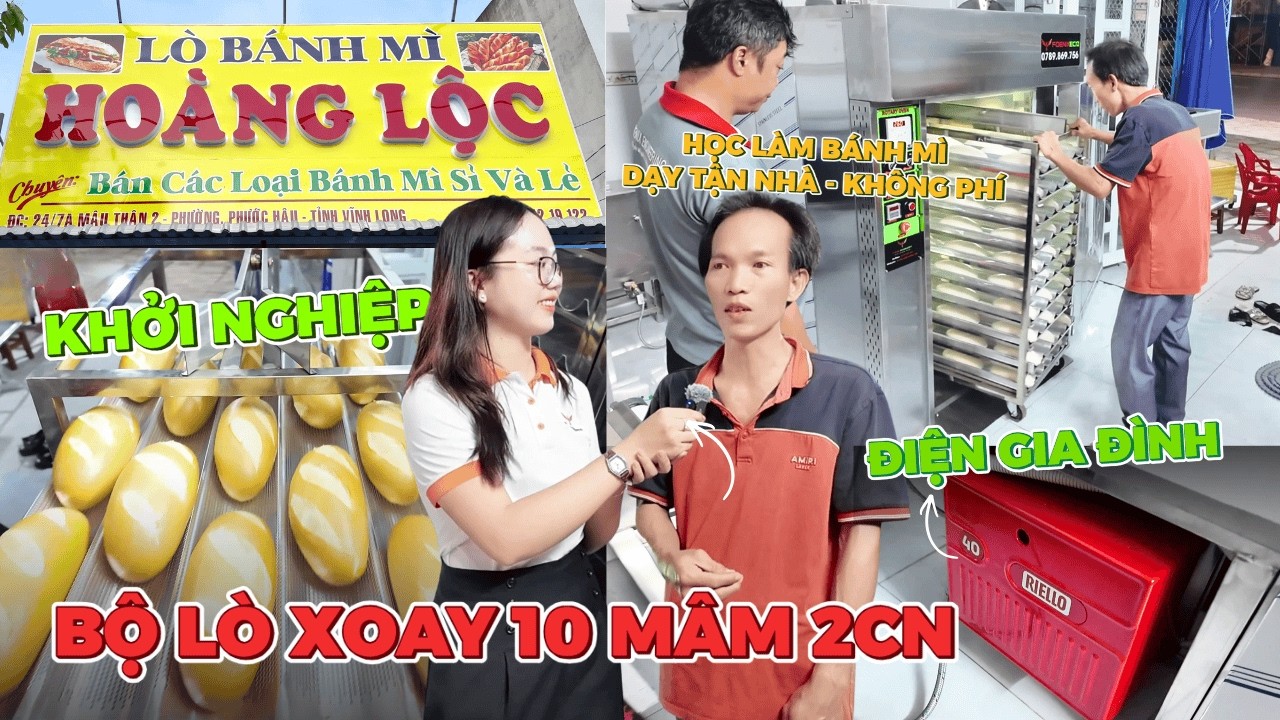 Bộ Lò Xoay 10 Mâm Sử Dụng Điện Nhà | 