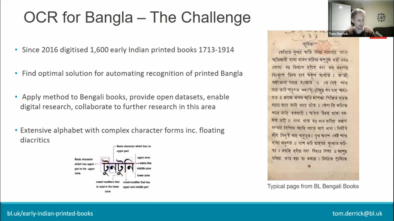 OCR for Bangla at the British Library. T. Derrick