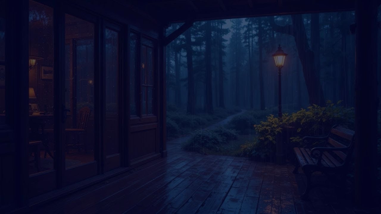 Instant Calm | Gentle Night Rain on a Forest-Path Cabin — ASMR