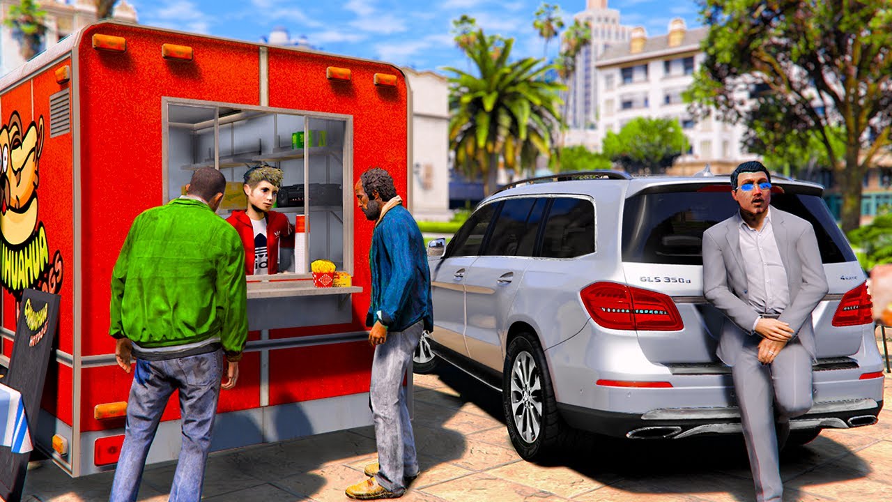 ОТЕЦ И СЫН В GTA 5 - ОБМЕНЯЛ BMW i5 НА MERCEDES GLS350! НАКОРМИЛ ВСЕХ БЕЗДОМНЫХ В ГОРОДЕ! 🌊ВОТЕР