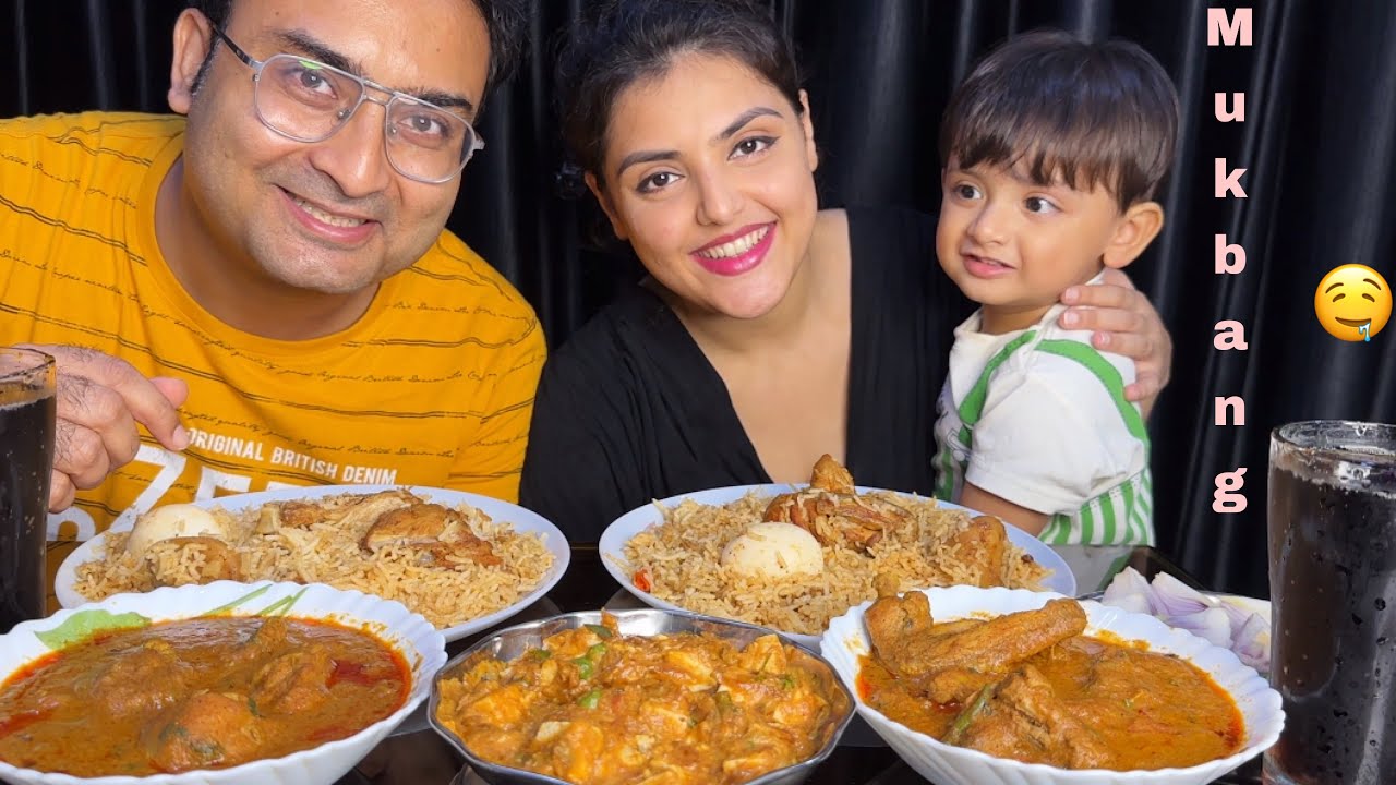 ASMR Eating: Kolkata Style Chicken Biryani with Chicken Kasha, Paneer Do Pyaza | Mukbang Eating Show
