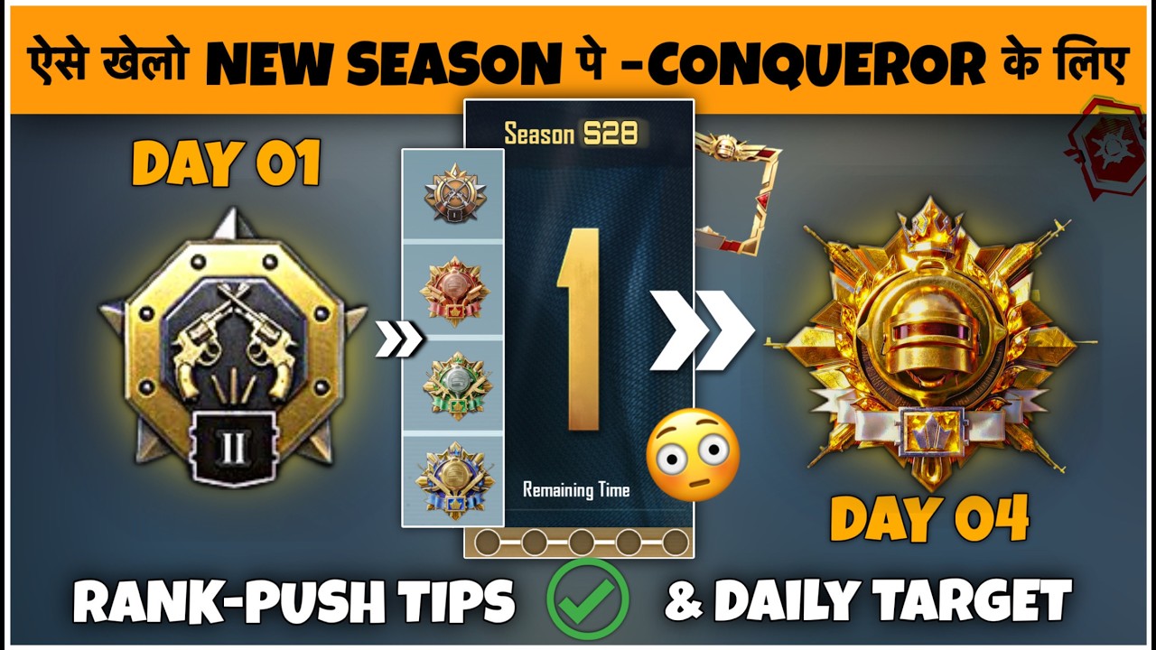 How To Reach Conqueror 🔥 S28. Daily Plus Target Gold/Platinum Just In 4 Day Strategy & Tips ✅