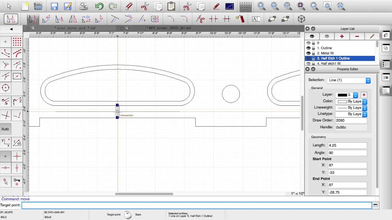 QCAD part 7 half etch and fill