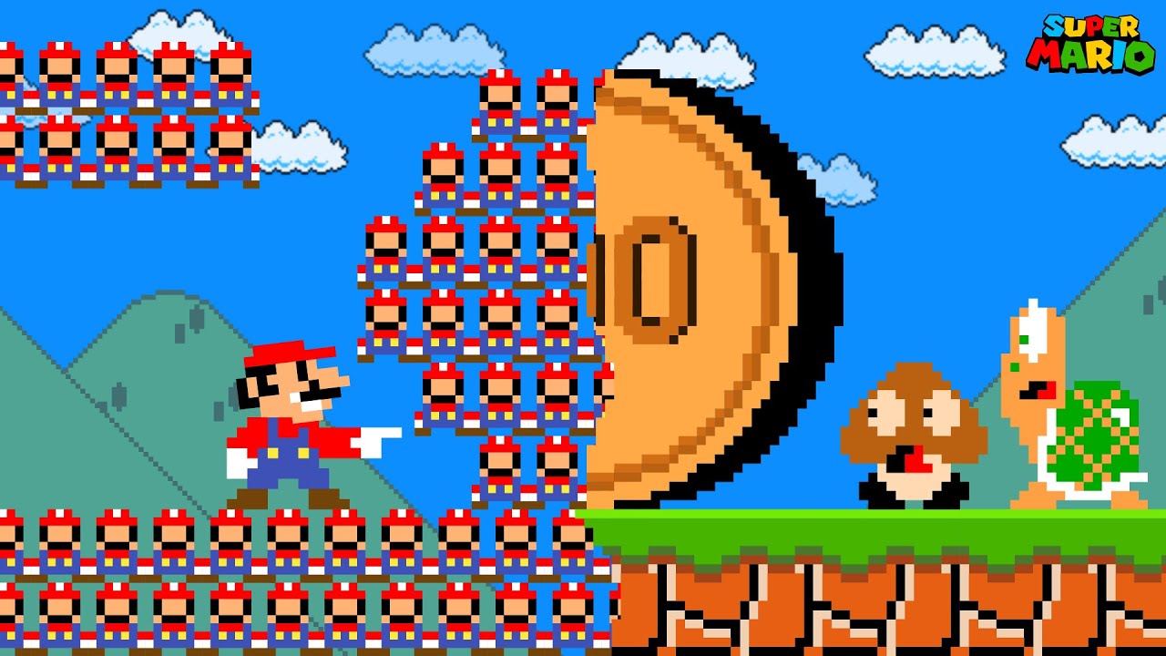 Super Mario Bros., but Everything Mario Touches Turns Into Tiny Mario