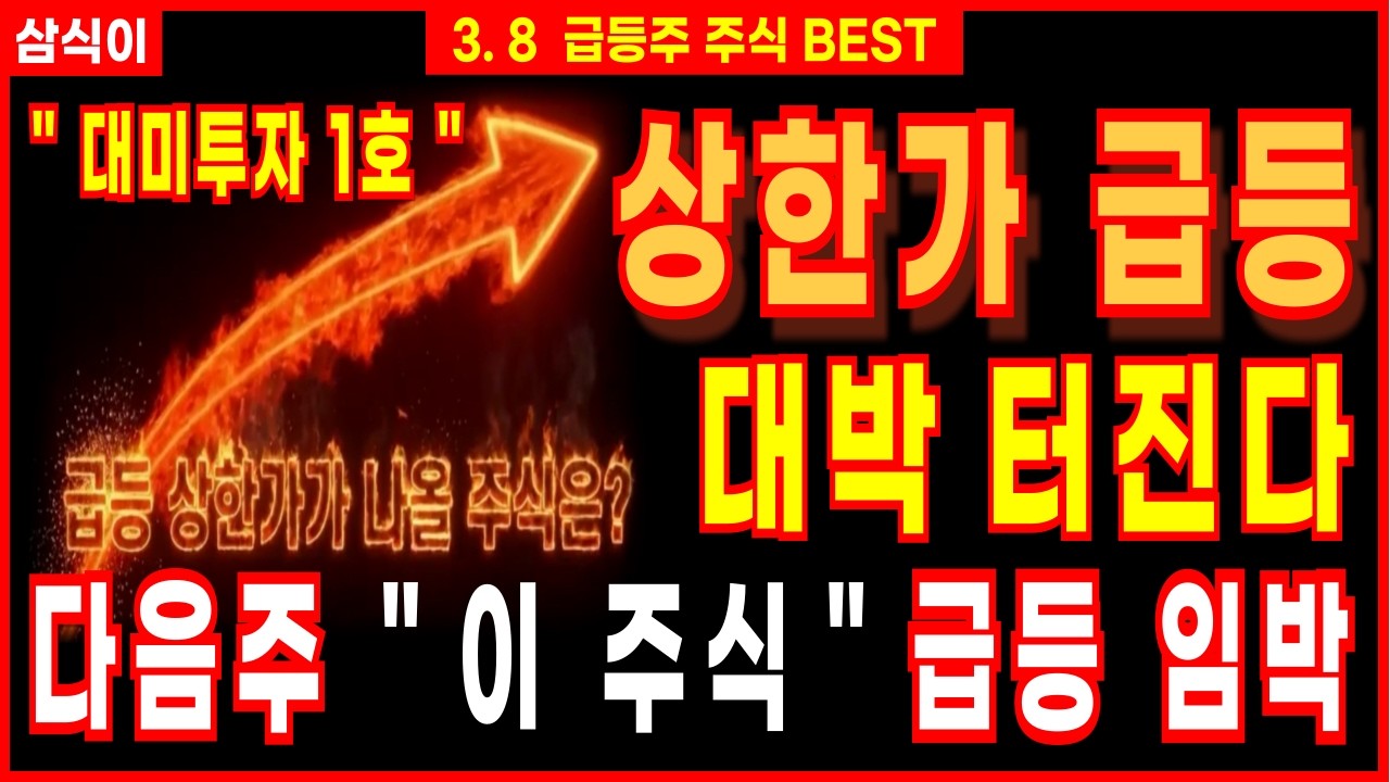 [상한가 주식추천]🔥다음주 이주식 급등임박 대박 터진다🔥대미투자특별법 12일 입법 한미협력 원전 LNG터미널 조선 쓸어담으세요 주식강의 주가전망 급등주추천 디에스경제연구소 삼식이