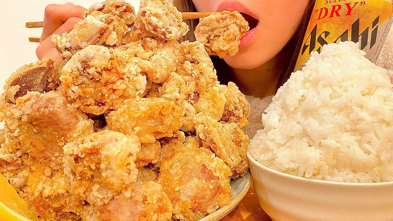 コリコリ砂肝の唐揚げをビールで流し込む幸せ晩ご飯【大食い】